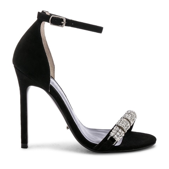 Tony Bianco Black Kid Suede Crystal Embellished Stiletto Krysta Heels EUC Size 8 - Picture 2 of 11